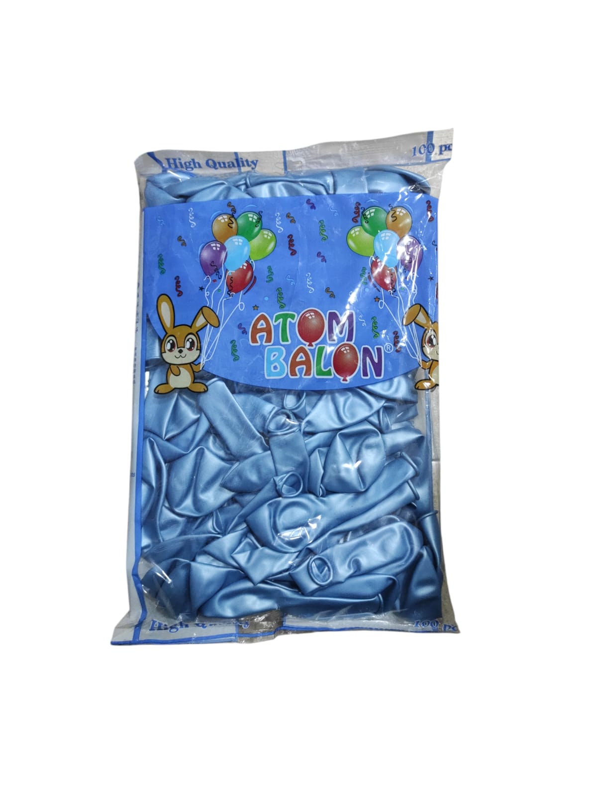 toptan atom metalik açık mavi balon 12 inç 100 lü